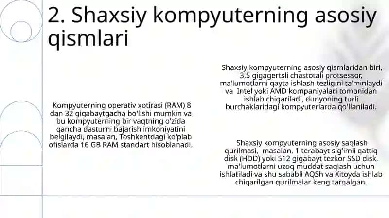 Shaxsiy kompyuterning tuzilishi va arxitekturasii 4