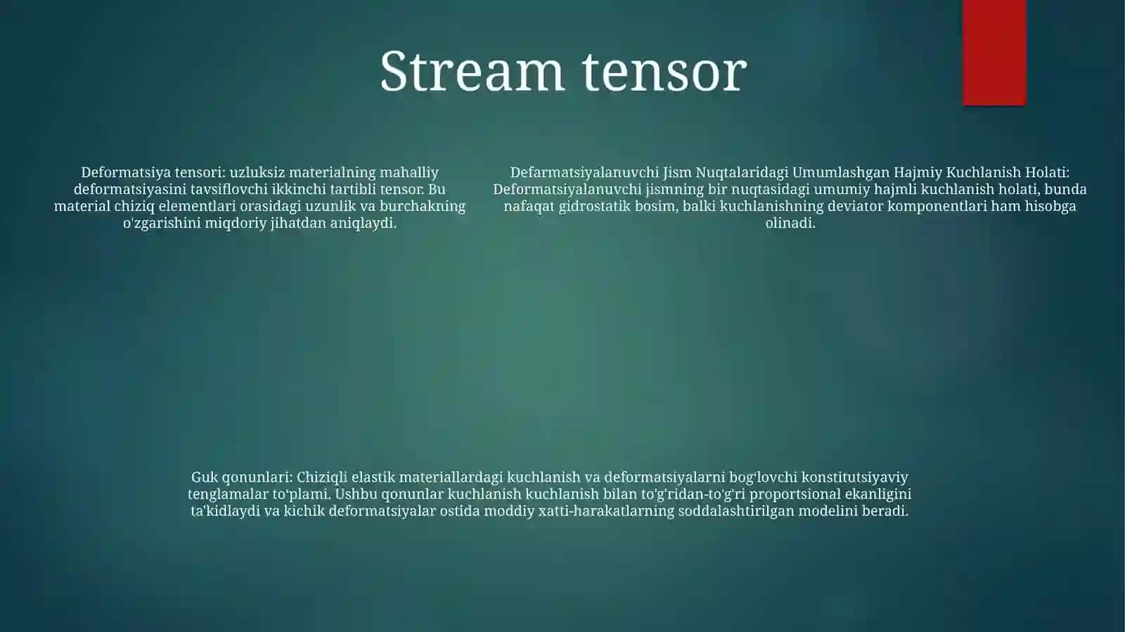 Defarmatsiyalanuvchi Jism Nuqtalaridagi Umumlashgan Hajmiy Kuchlanish Holati Guk Qonunlari 4
