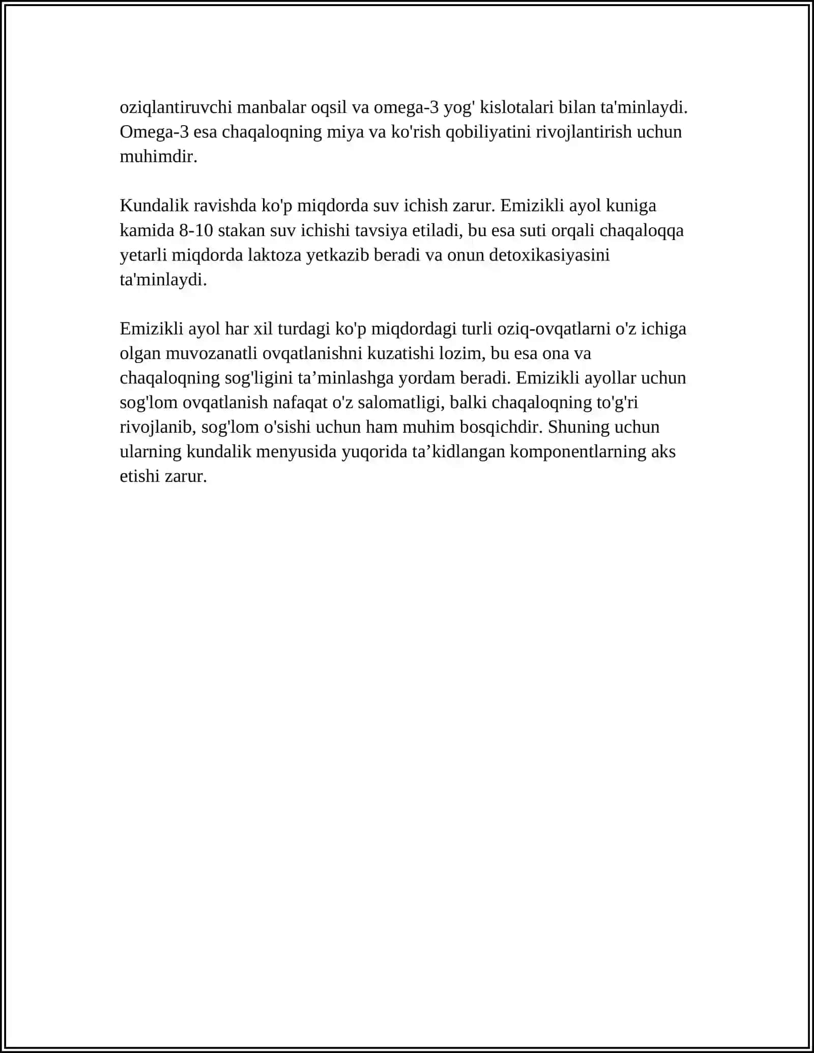 EMIZIKLI AYOLNING REJIMI VA OVQATLANISHI 4