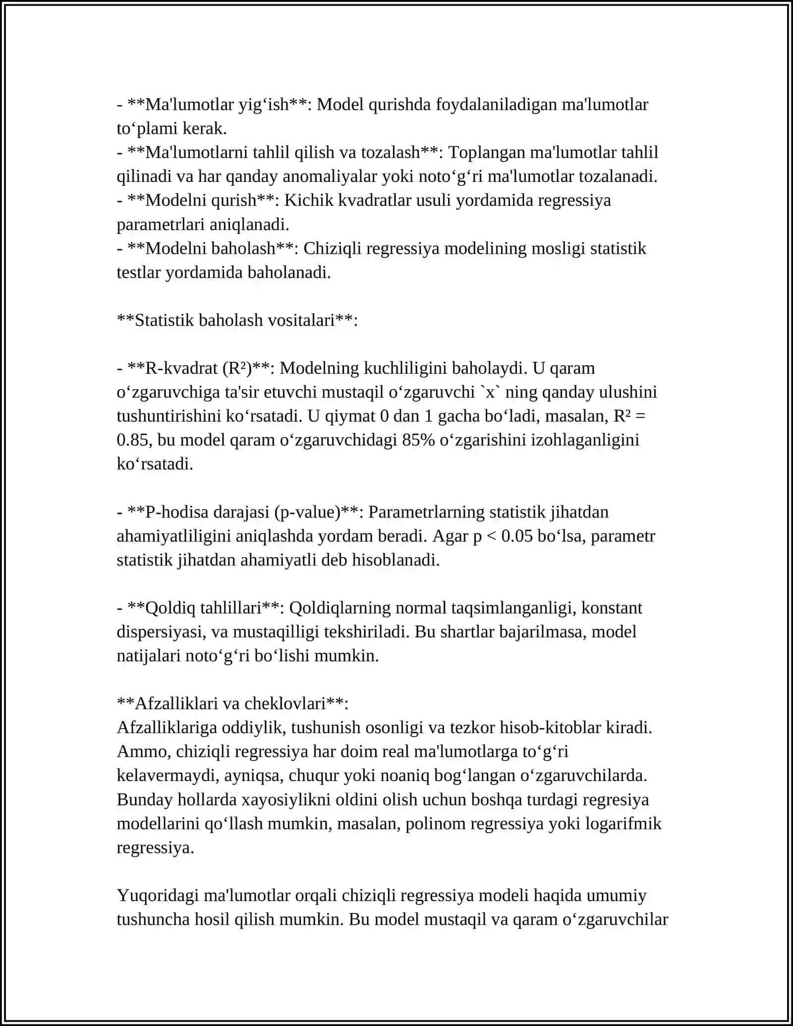 CHIZIQLI JUFT REGRESSIYA MODELI 4