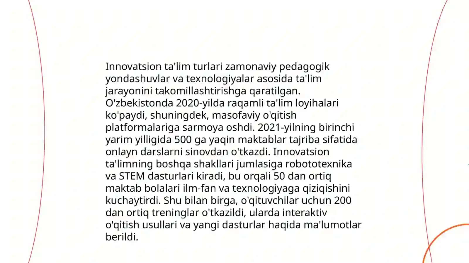 Ta'limni tashkil etish shakllari va turlari. STEM education 4