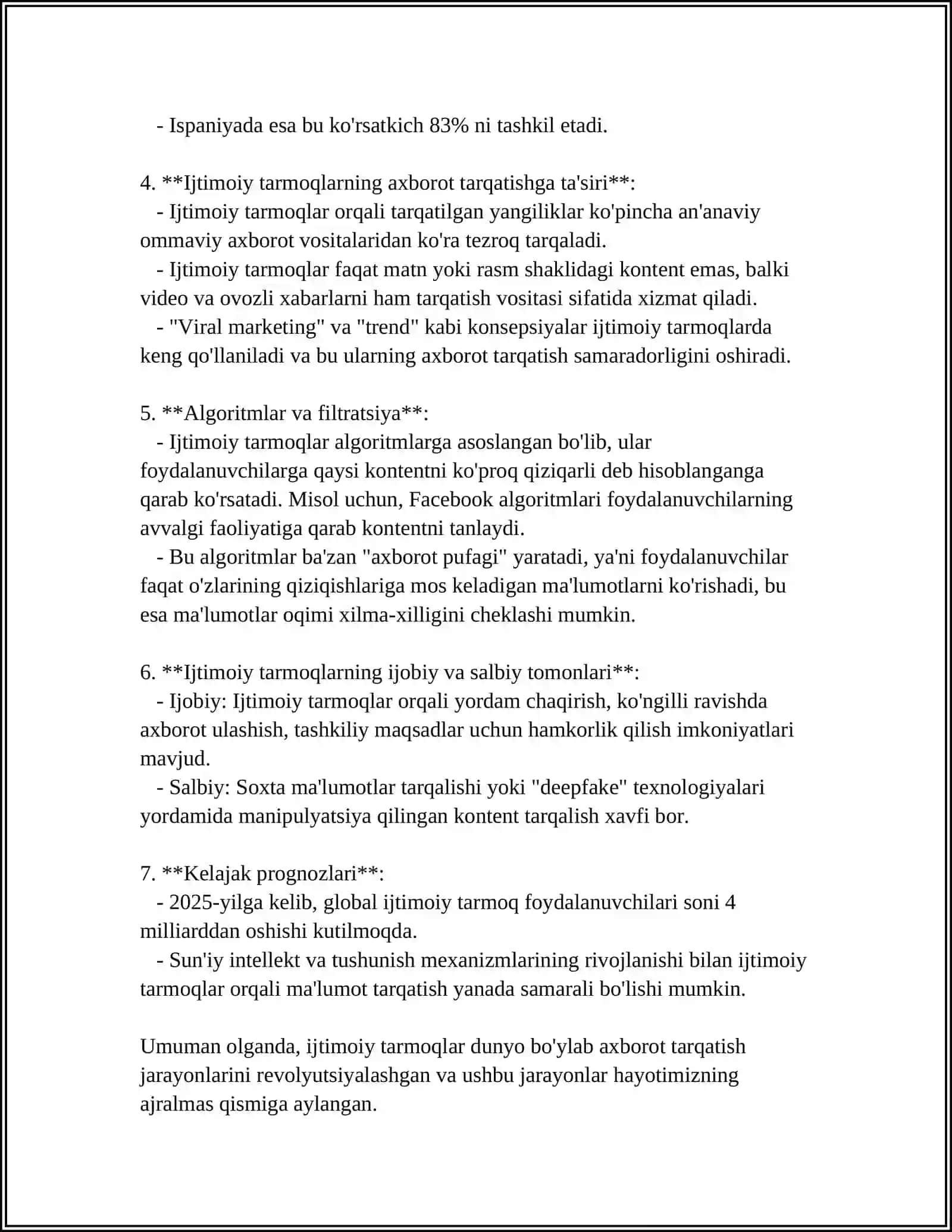Ijtimoiy tarmoqlarning jamiyatga funktsional bog'liqli [IJTIMOIY TARMOQLARNING JAMIYATGA FUNKSIONAL BOGʻLIQLIGI] 4