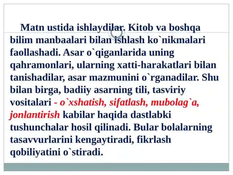 O`qishsavodxonligi darslarining ta’lim-tarbiyaviyahamiyati 4