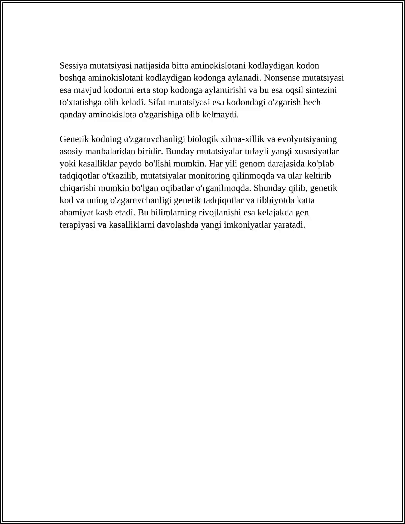GENETIK ÓZGARUVCHANLIKNING MOLEKULYAR MEXANIZMLARI 4