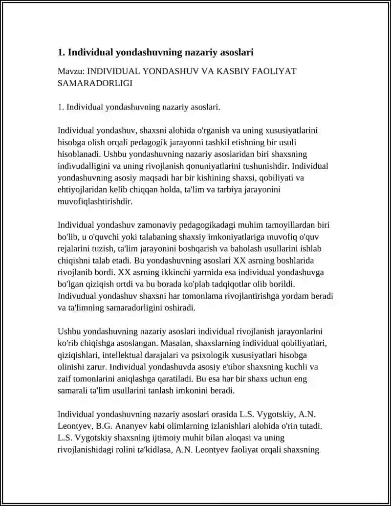 INDIVIDUAL YONDASHUV VA KASBIY FAOLIYAT SAMARADORLIGI 4