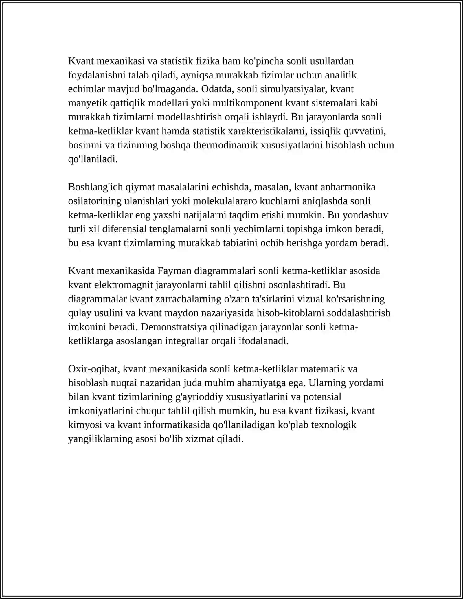 SONLI KETMA-KETLIKLARNI KVANT MEXANIKASIDAGI TATBIQLARI 4