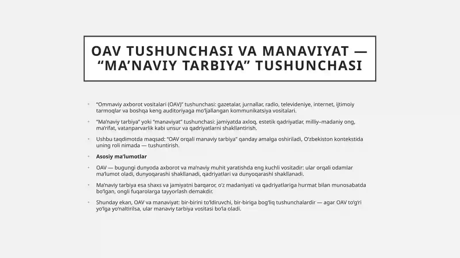 Manaviytarbiyada O'zbekiston Respublikasida ommaviy axborot vositalari faoliyatining o'rni 4