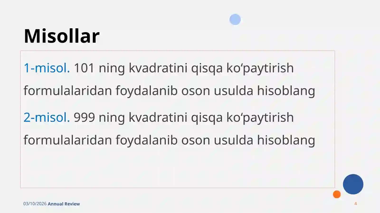 YIG‘INDINING KVADRATI VA AYIRMANING KVADRATI 4