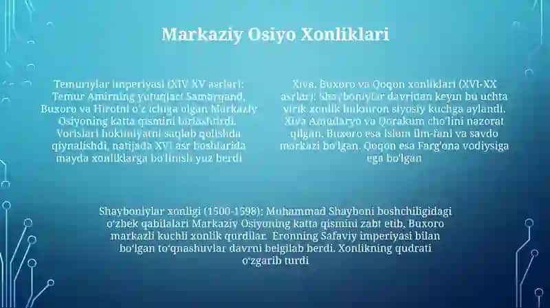 Ozbek davlatchiligining tarixiy bosqichlari 4