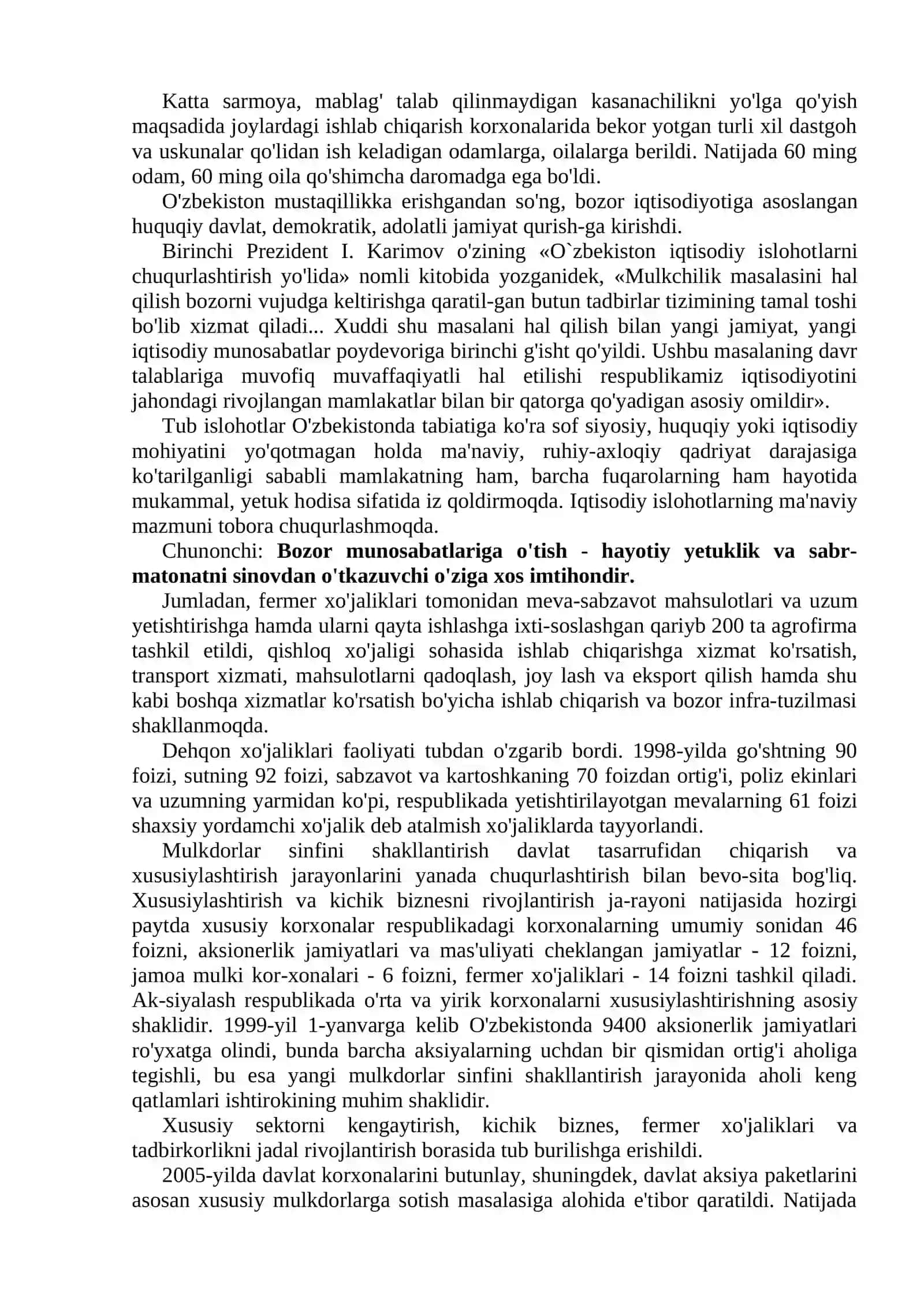 IQTISODIY ISLOHOTLAR, XUSUSIY MULKCHILIKNING SHAKLLANISHI 4