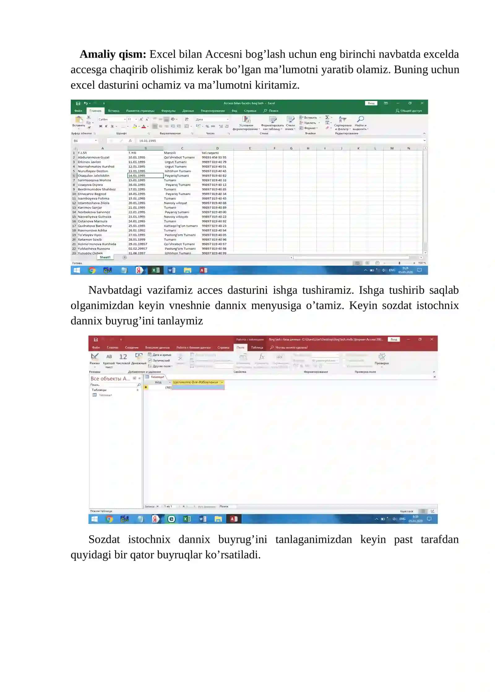 Ms Excel va Accessni bog‘lash 4