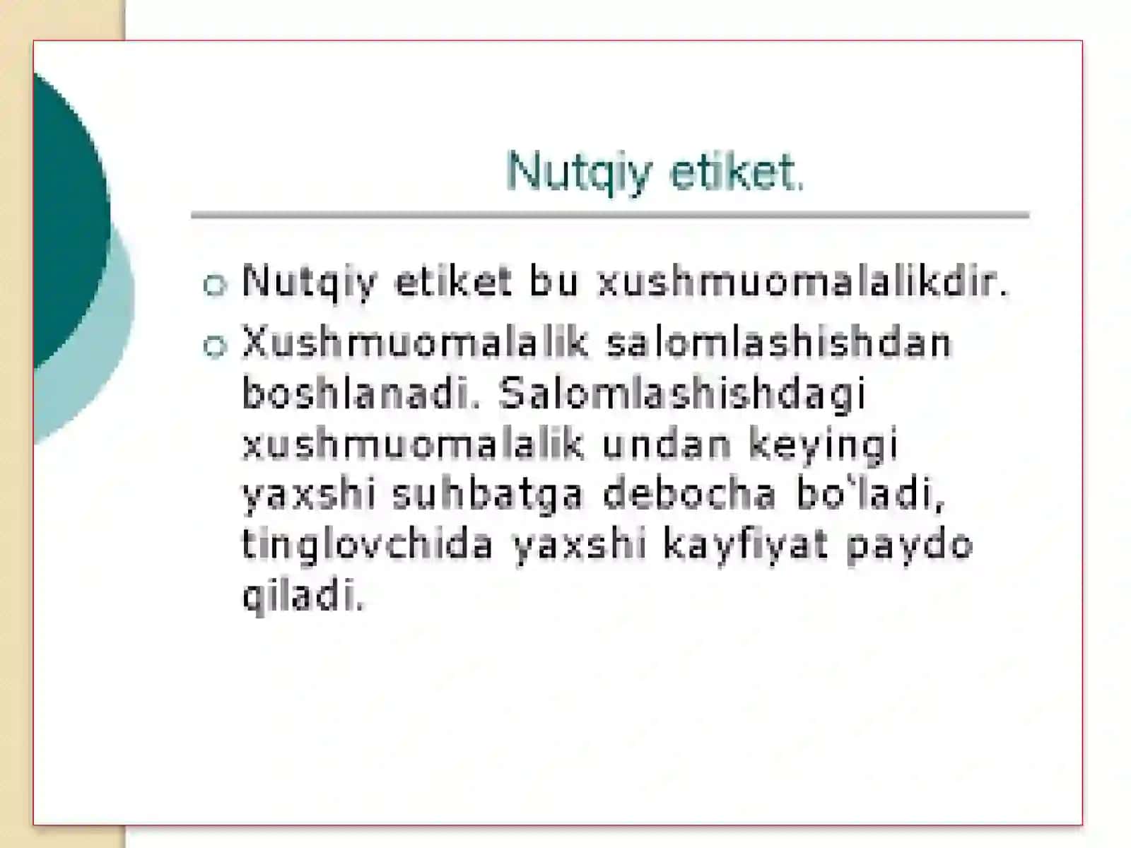 Etiket haqida umumiy tushuncha 4