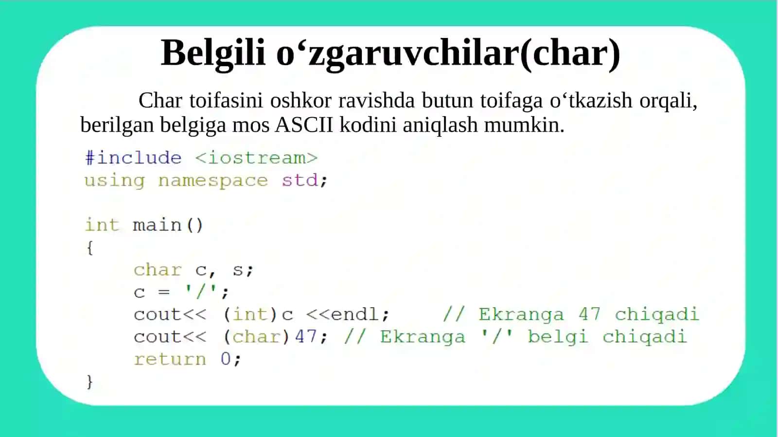 Massiv elementlarini qidirish va saralash algoritmlari 4