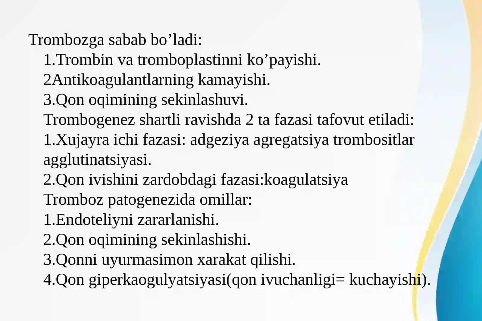 Tromboz, DVS-sindromi, Emboliya patalogik anatomiya. 4