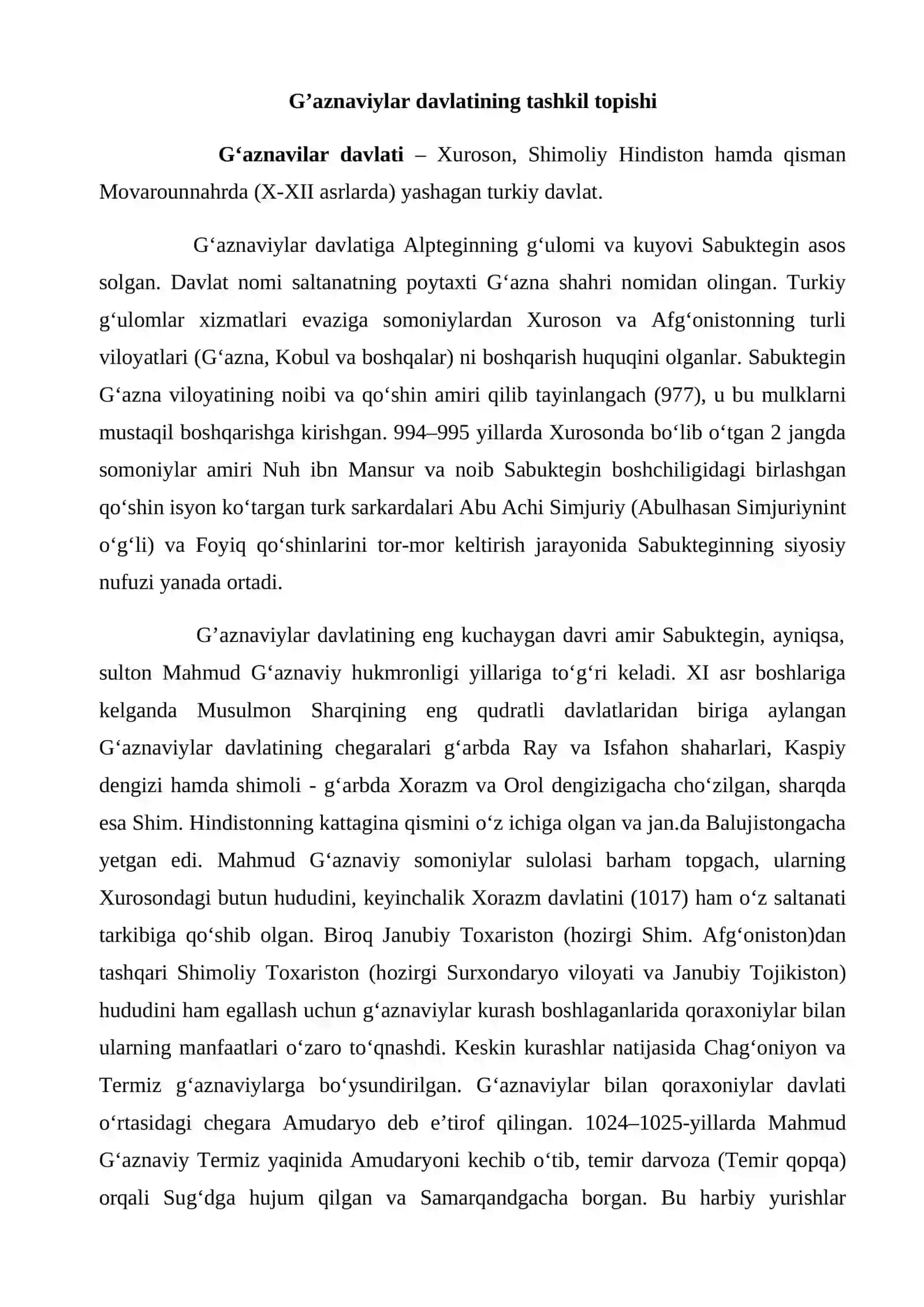 G'aznaviylar davlatining tashkil topishi va boshqaruv tizimi 4