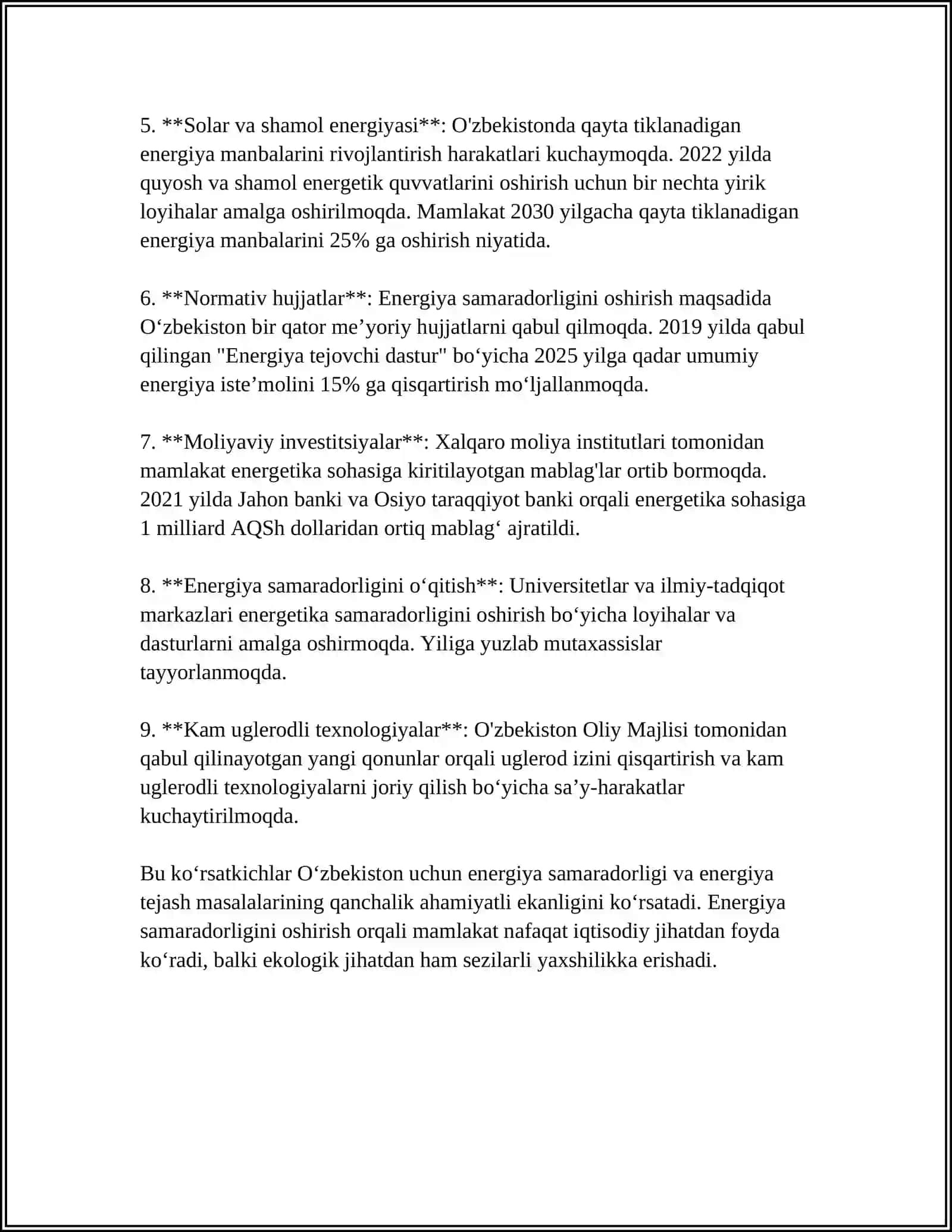 O‘ZBEKISTON RESPUBLIKASI ENERGETIKA VAZIRLIGI 4