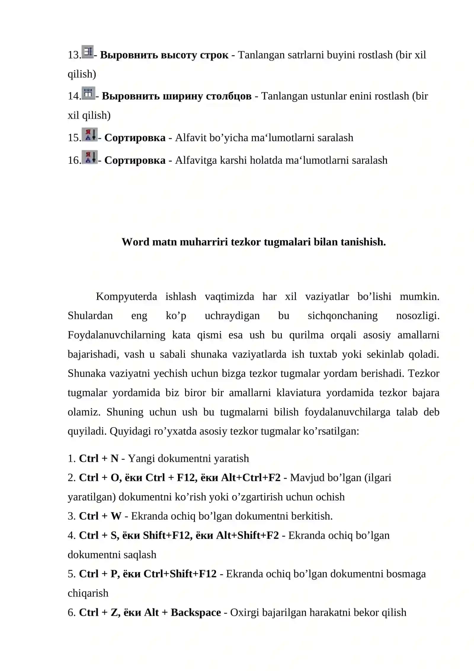 Word matn muharriri va uning menyu punktlari 4