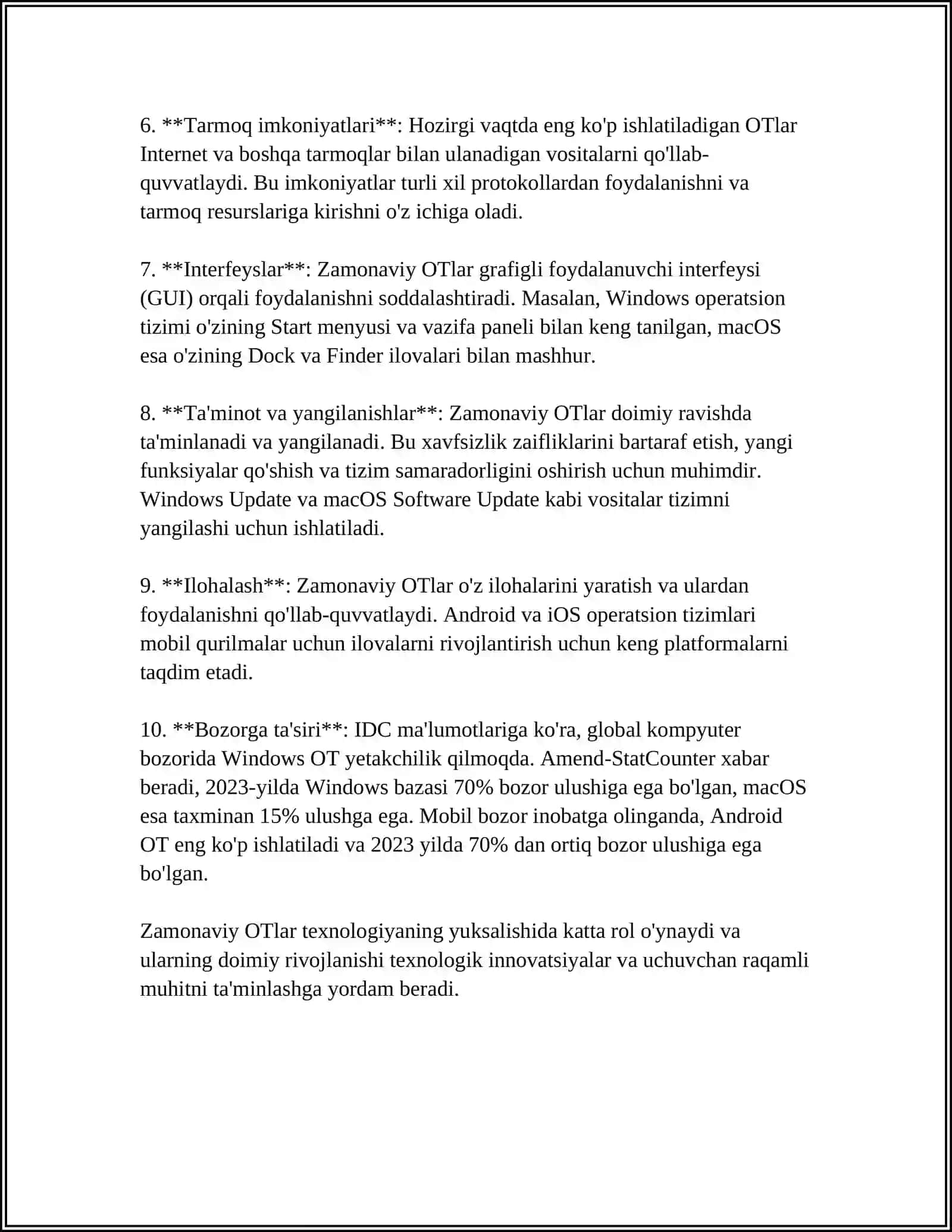 ZAMONAVIY OPERATSION TIZIMLAR TAHLILI 4
