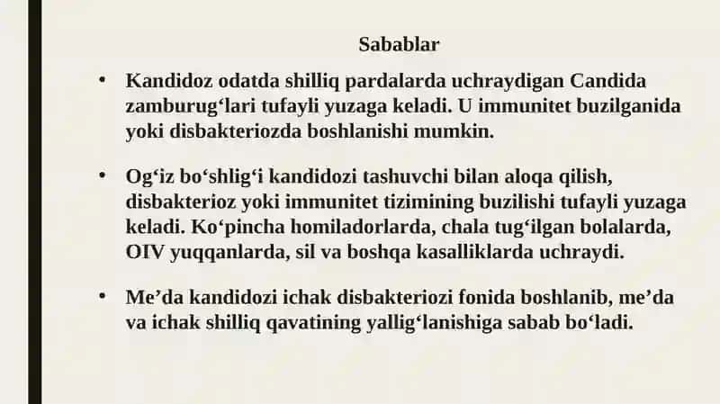 Zamburug' infeksiyalari (Kandidoz va aspirgellez) 4