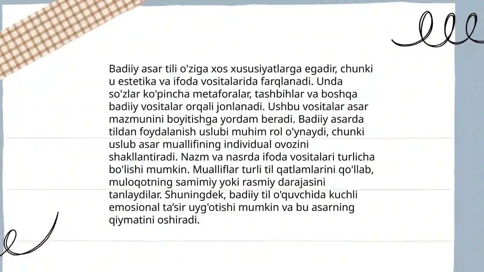 Badiiy asar tilining oʻziga xosligi 4