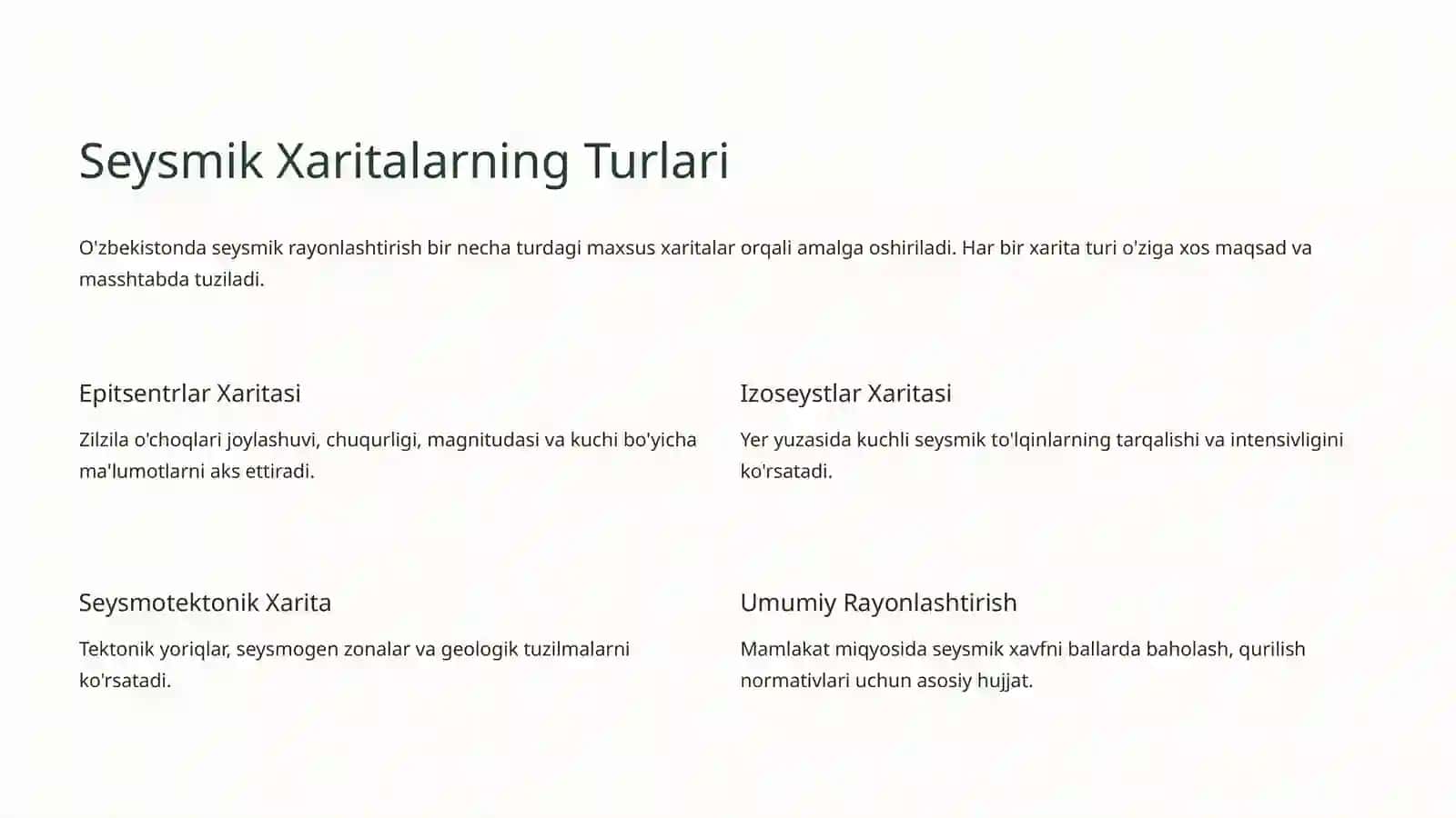 O'zbekistonning Seysmik Rayonlashtirish Xaritalari 4