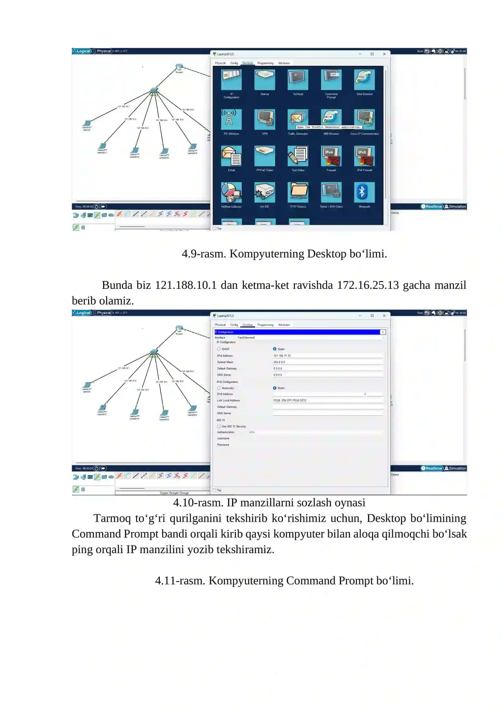 Cisco Packet Tracer dasturida sodda tarmoqni modellashtirish va qurish 4