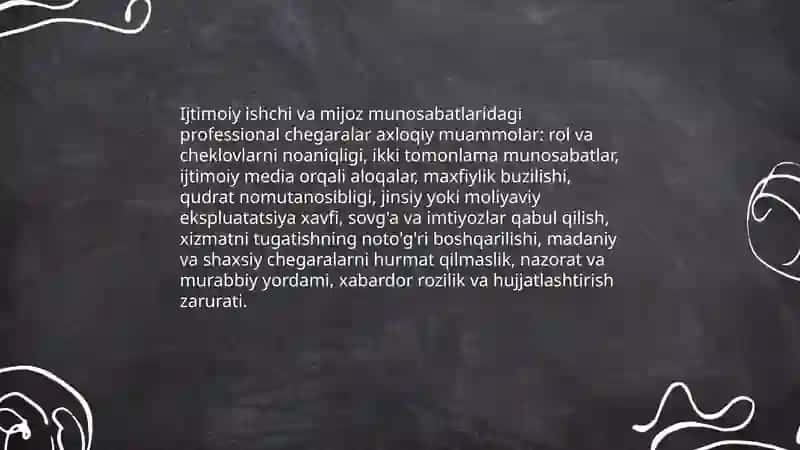 Ijtimoiy ishning odob axloq muammolari 4