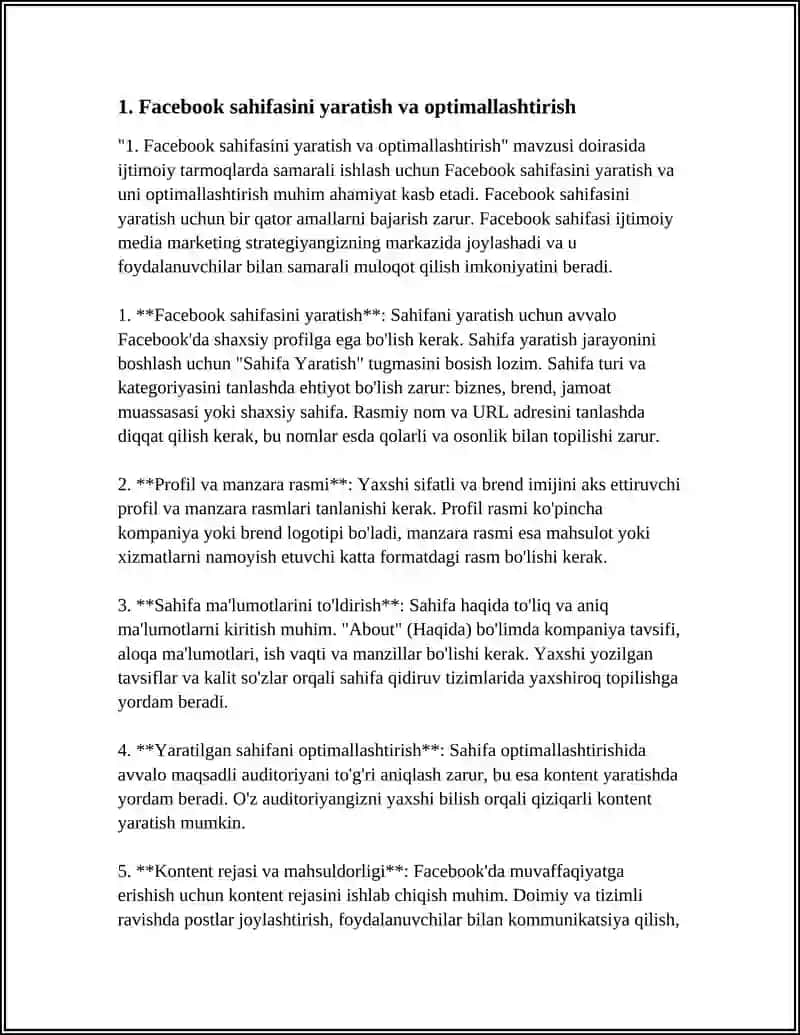 Facebook sahifasini yaratish va optimallashtirish 4