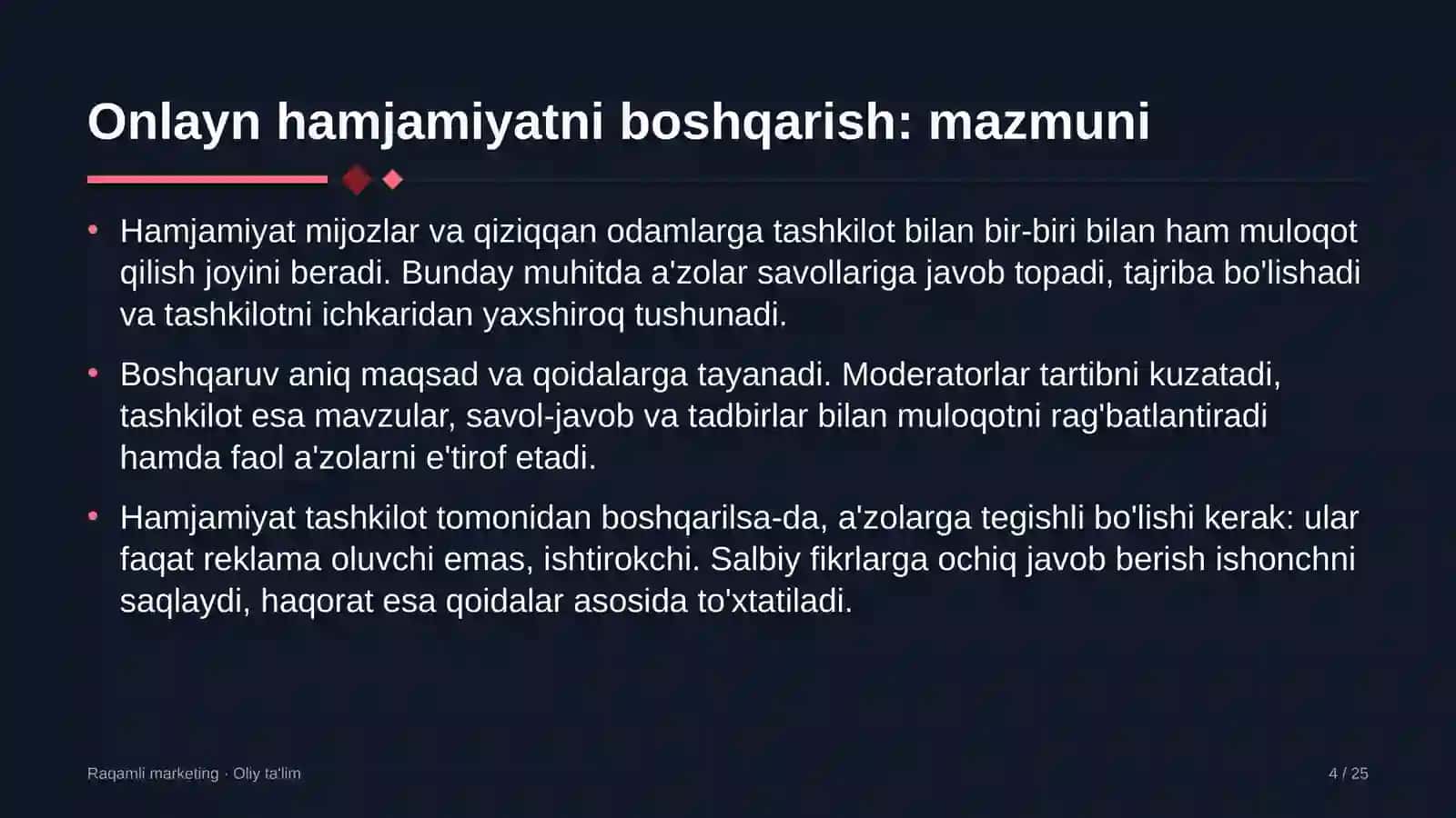 Yaylov chorvachiligida onlayn hamjamiyatni boshqarish 4