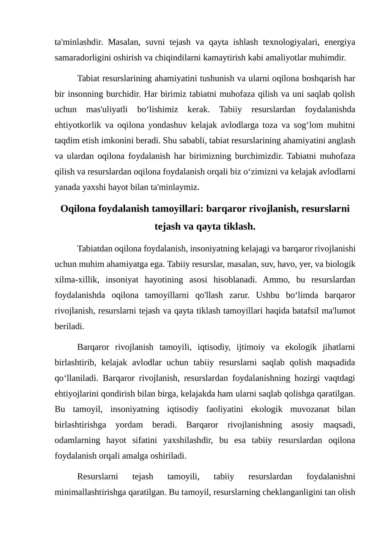 Tabiatdan oqilona foydalanish asoslari 4