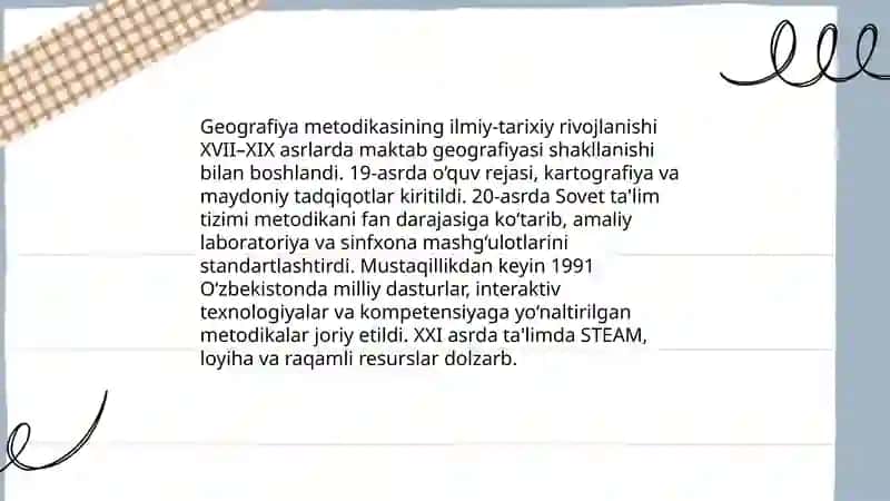 Geografiya oʻqitish metodikasi 4