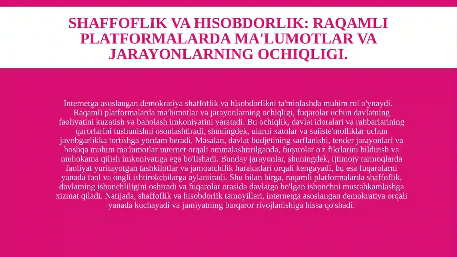 Internetga asoslangan Demokratiyaning afzalliklari. 4