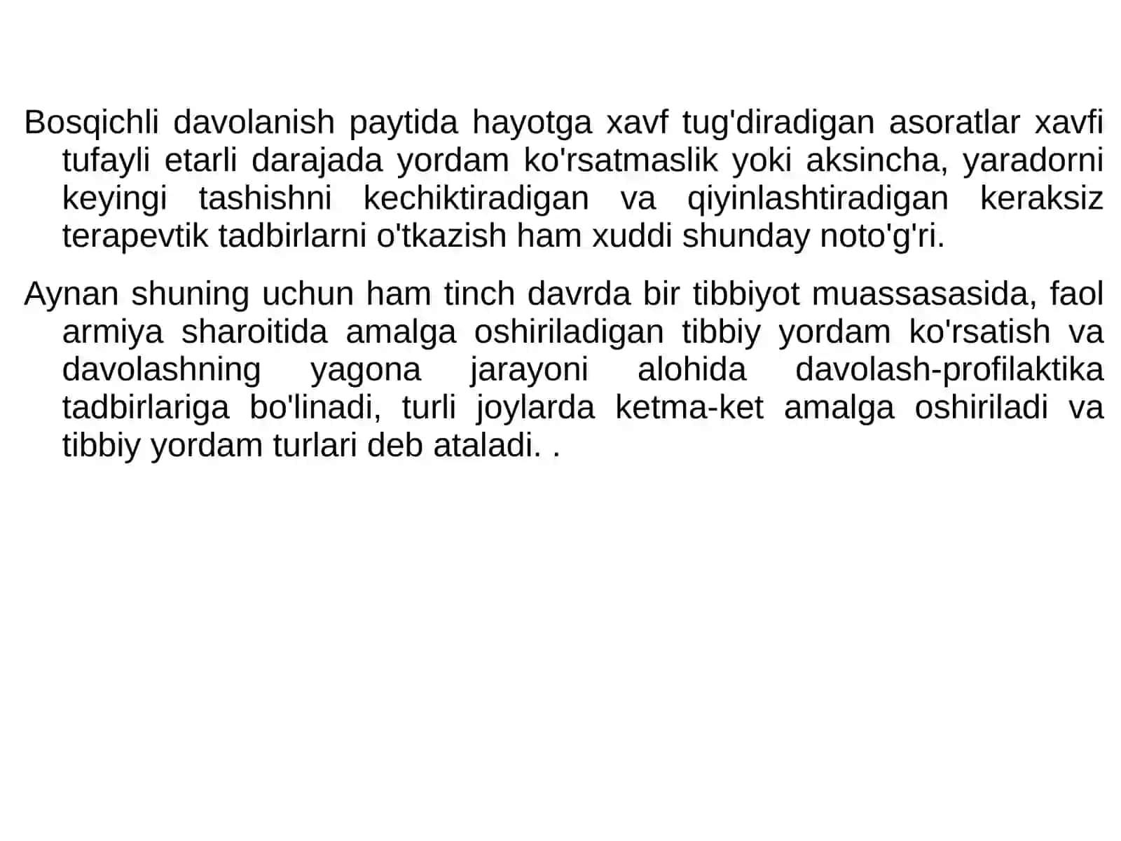 Tibbiy va evakuatsiya yordamini tashkil etish 4