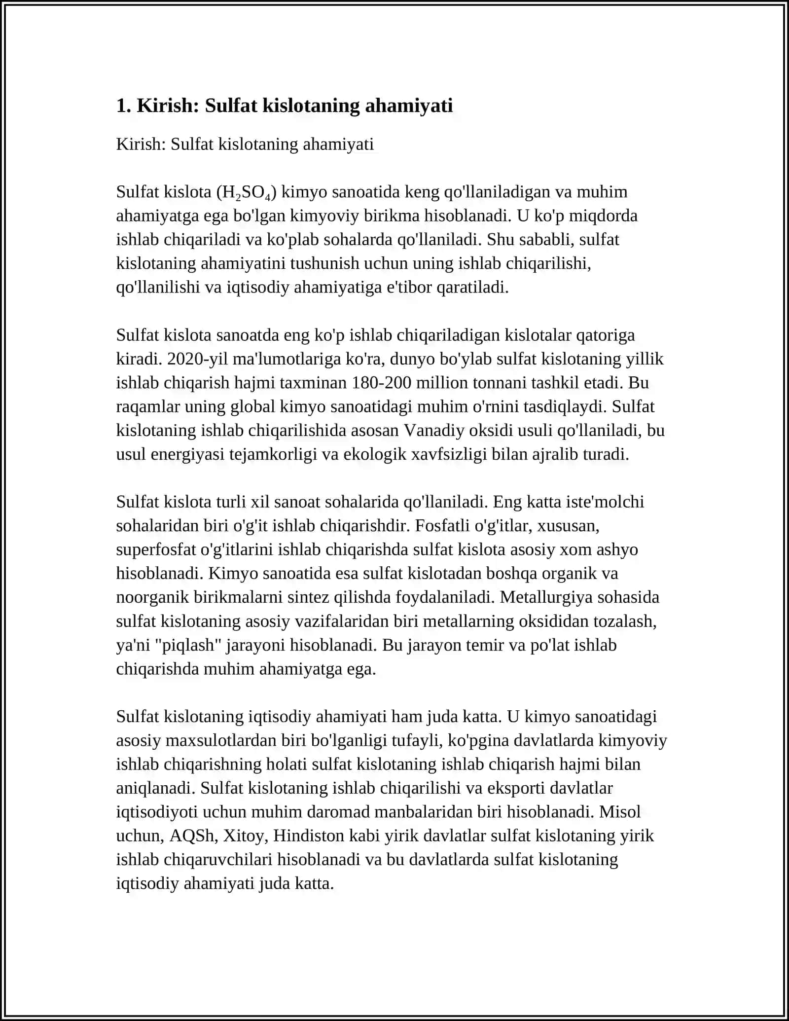 SULFAT KISLOTA ISHLAB CHIQARISHNING MINORALI USULI 4
