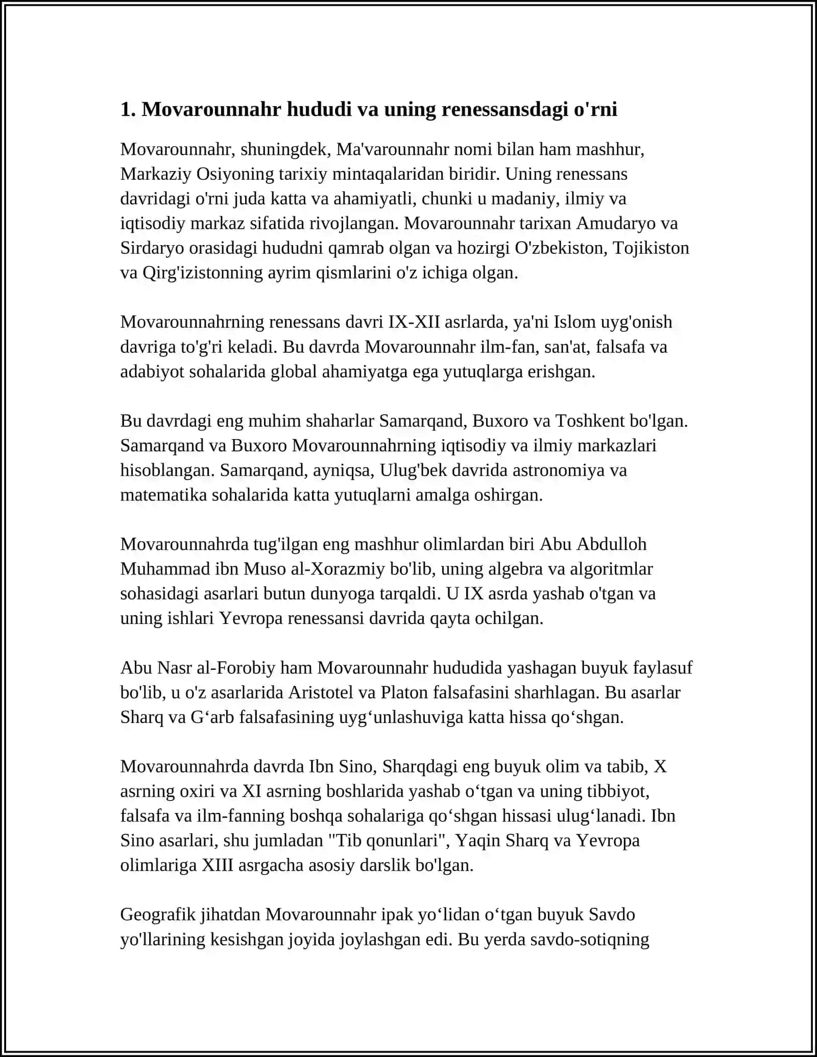 Movarounnahrning renessans davri 4
