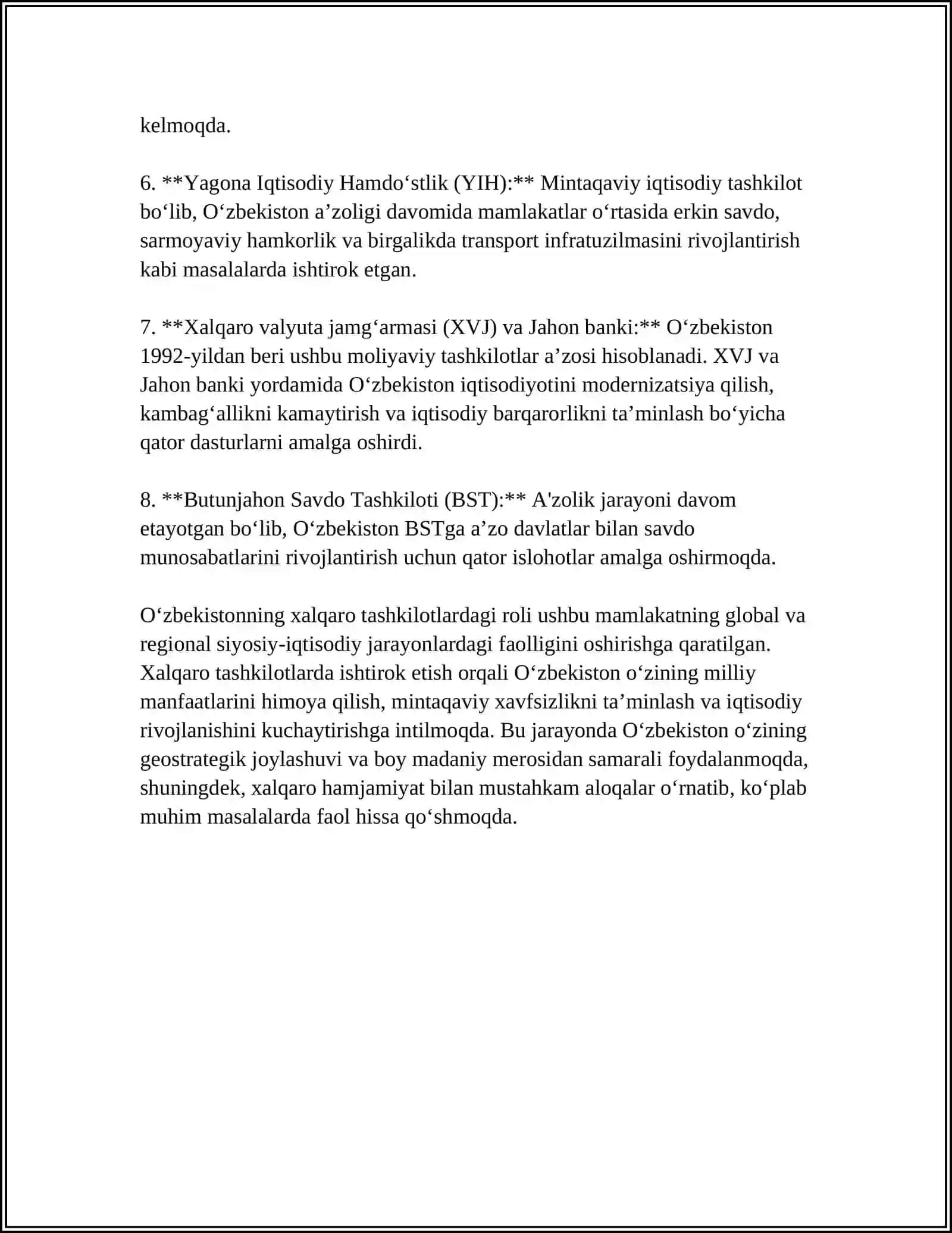 O'ZBEKISTON VA JAHON HAMJAMIYATI 4