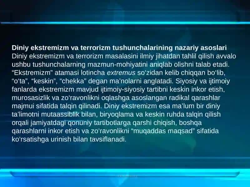 Diniy ekstremizim va terrorizmning mohiyati 4