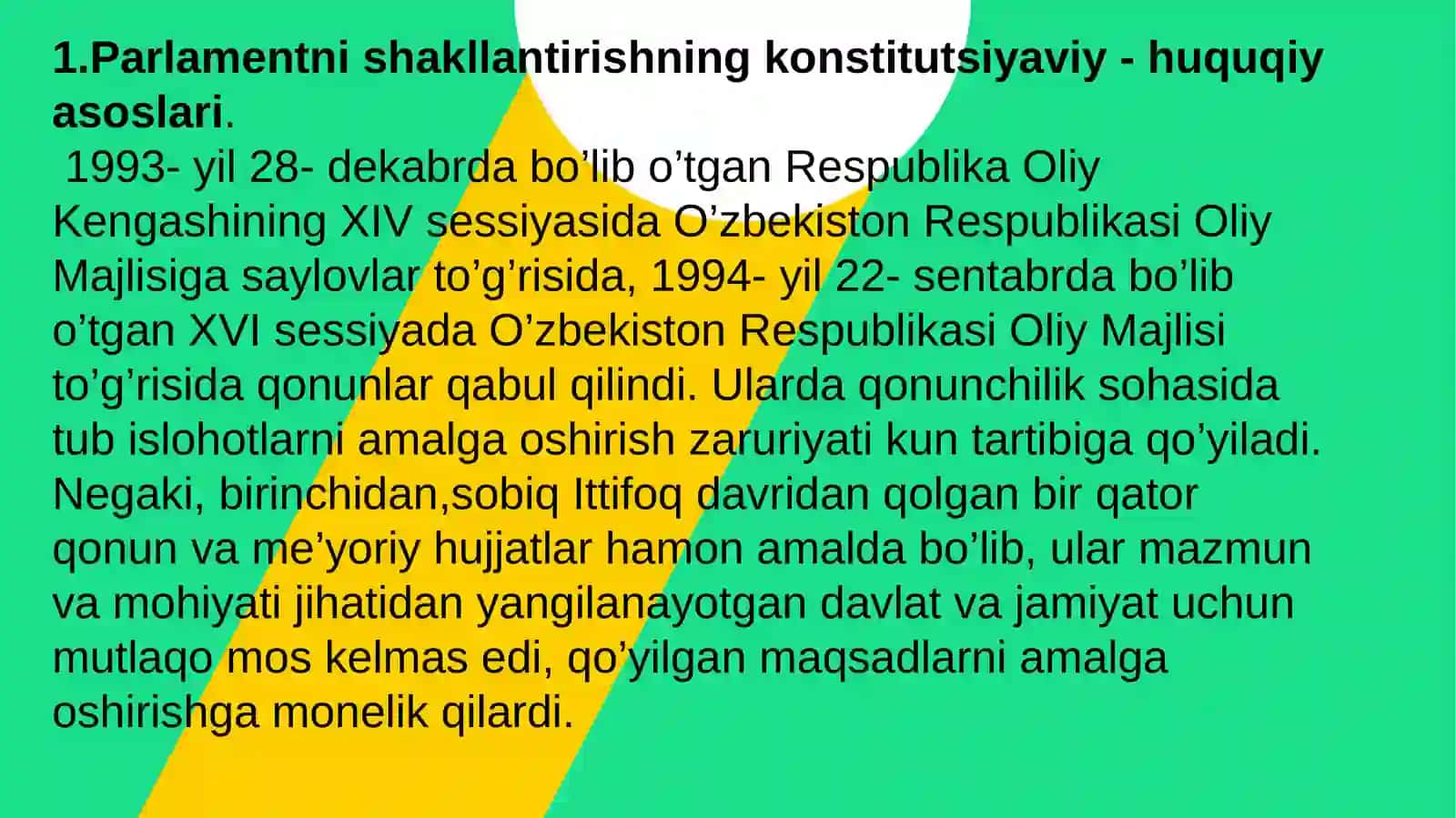 Parlamentni shakllantirishning konstitutsiyaviy - huquqiy asoslari 4