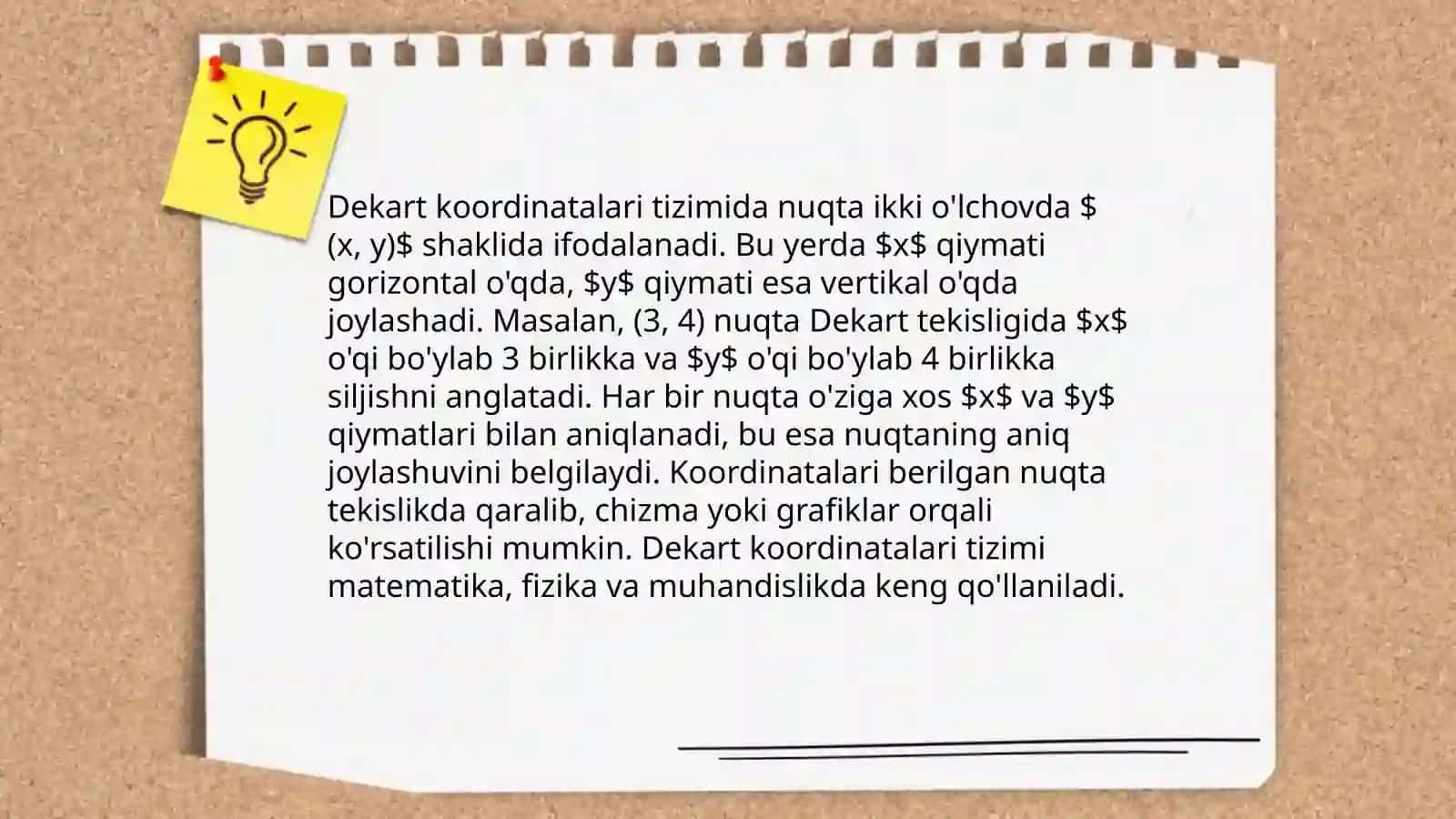Plankaning Dekart koordinatalari 4