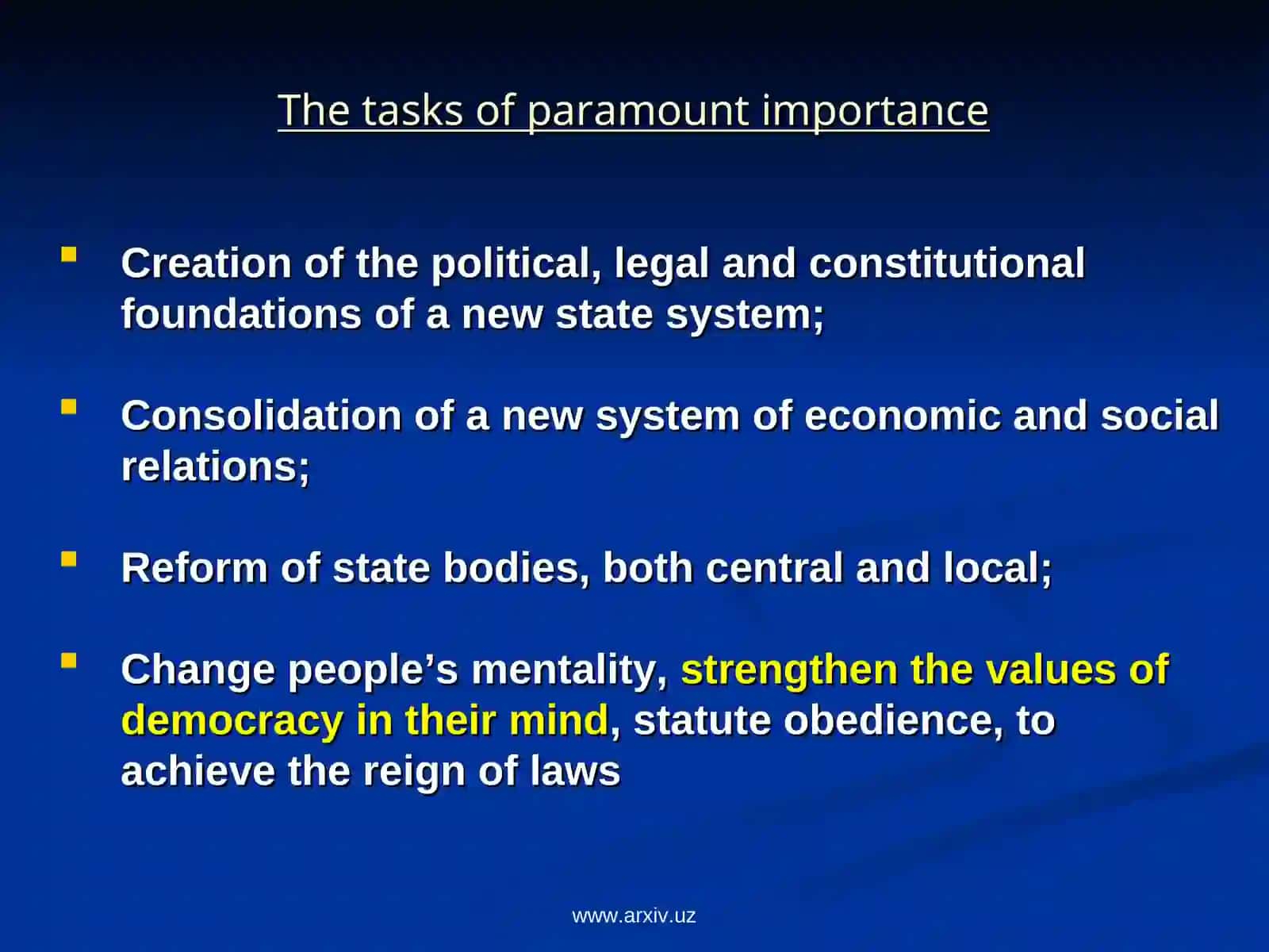 The role of state in conducting reforms in Uzbekistan 4