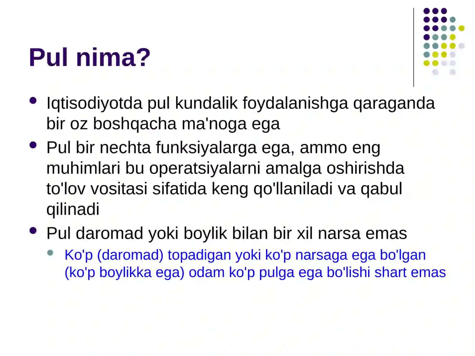 Aktivlar bozori, pul va narxlar 4