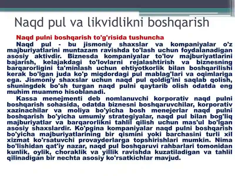 Aylanma mablag'larni boshqarish 4