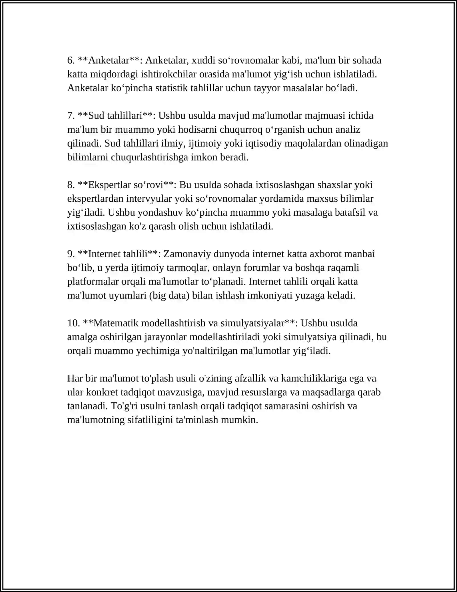 DALA TAJRIBALARIN STATISTIKALIQ TALQILASH 4