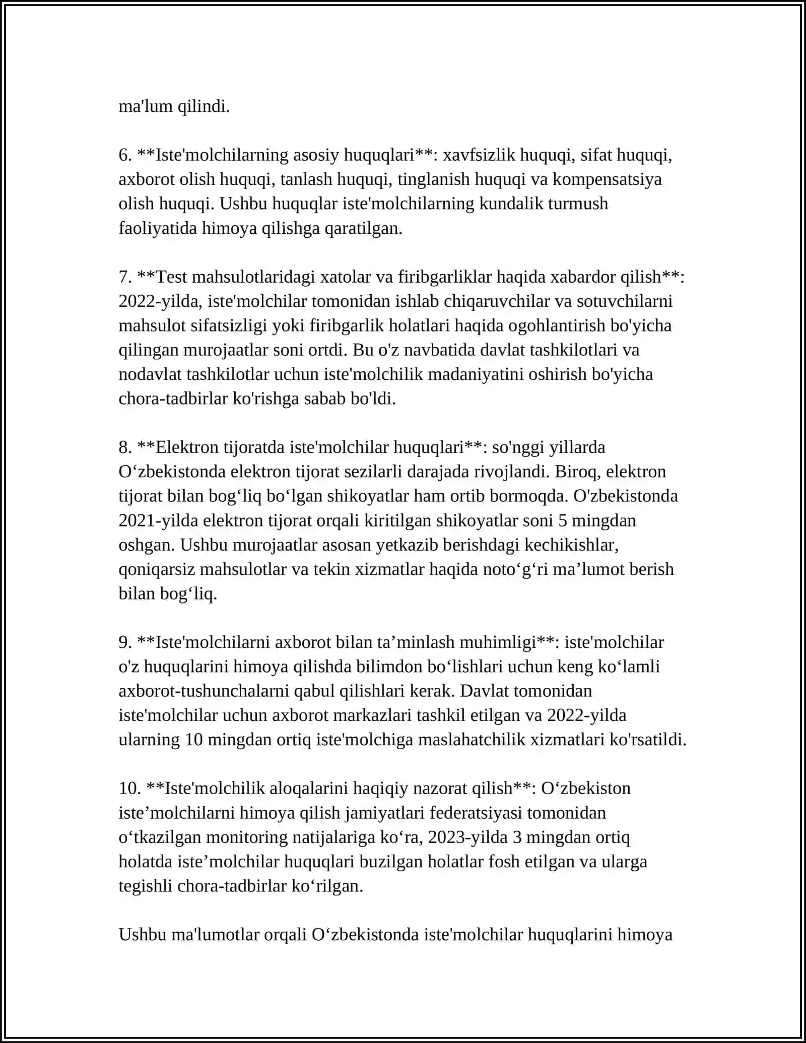 ISTE'MOLCHILAR HUQUQINING USTUNLIGI 4