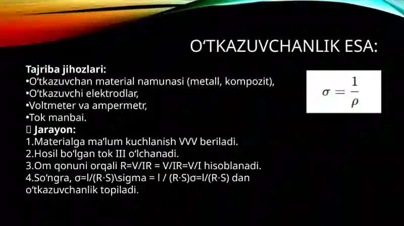Stomatologik materiallarning elektr xossalarini aniqlash usullari 4