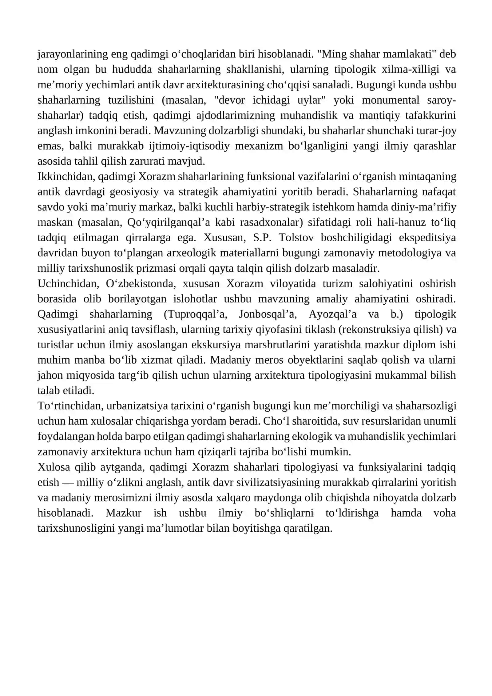 «Xorazm qadimgi davr shaharlaring tipologiyasi va ularning funksiyalari. » 4