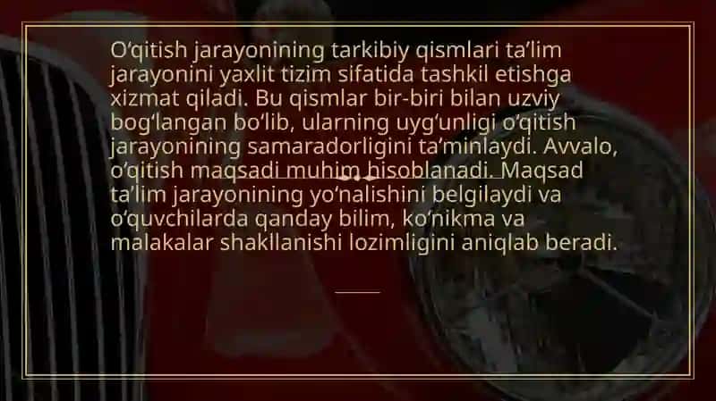 oqitish jarayoni yaxlit tizim sifatida 4