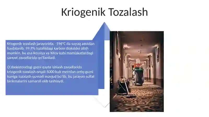 Gazlarni uglerod oksidlari va oltingugurtdan tozalash Taqdimot 4
