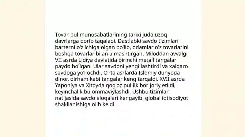 Tovar-Pul munosabatlari 4
