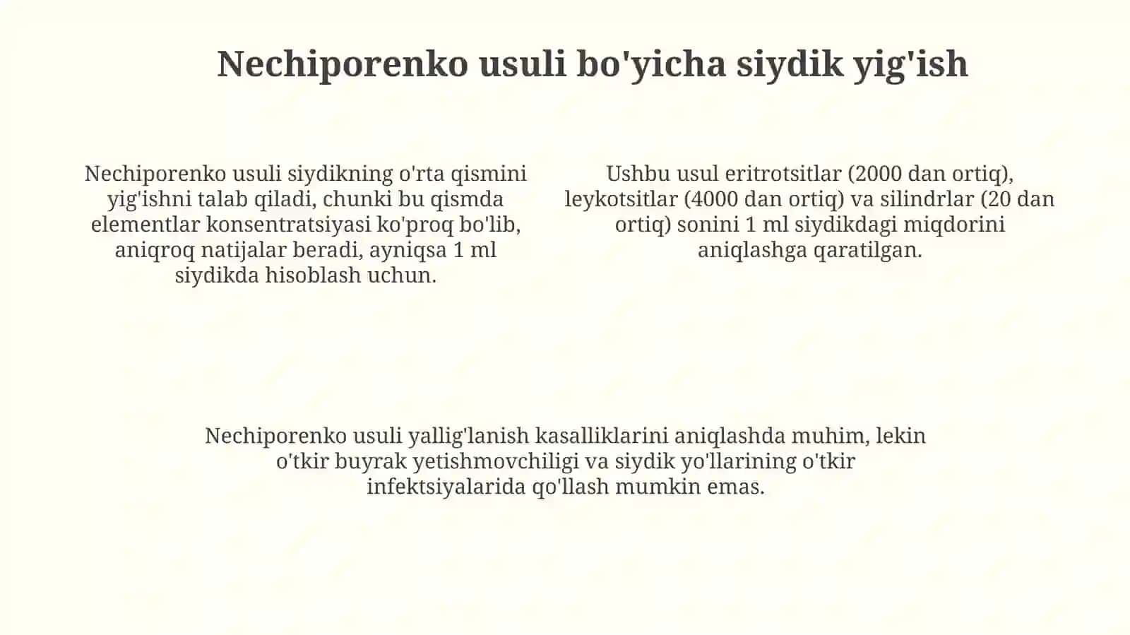 Zimnitskiy va Necheparenko usulidasiydikyig'ish 4